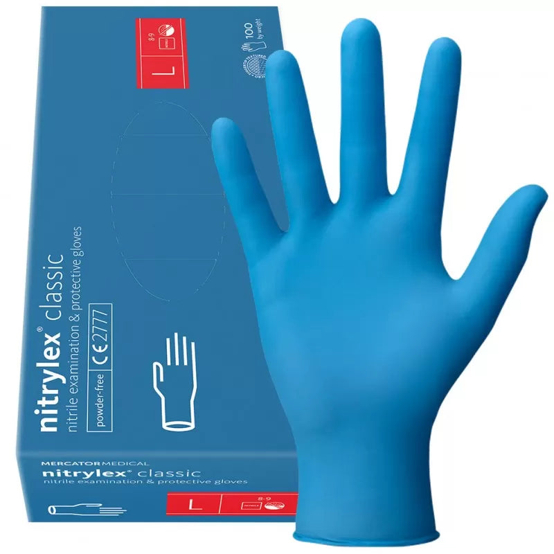 Mercator BLUE Nitrylex® Classic Powder-Free Nitrile Glove (100 Gloves ...